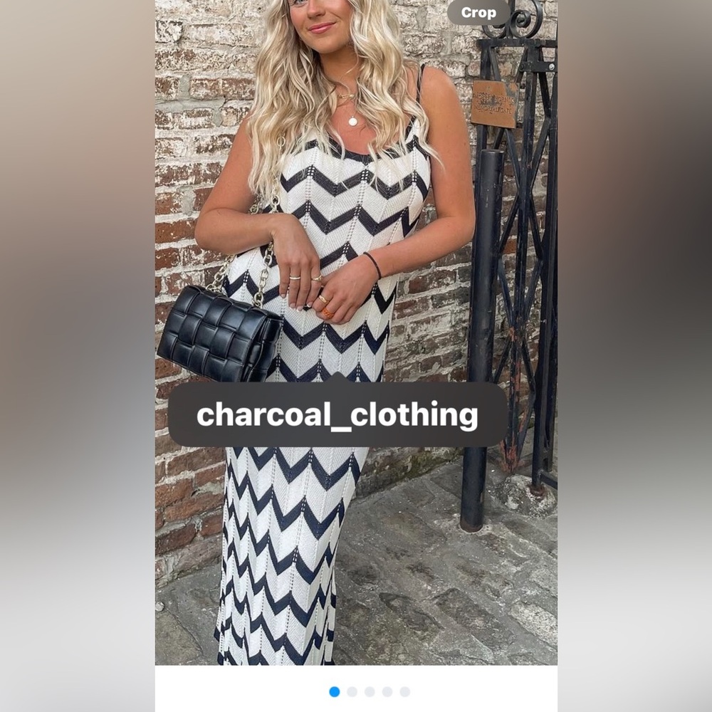 Pink Diamond Black & White Maxi Slip Dress